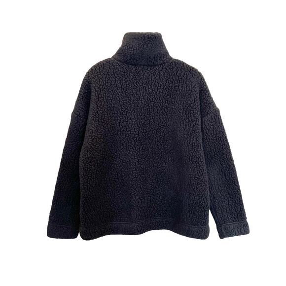 J Crew Snap-Collar Sherpa Sweatshirt in Polartec® Fleece Black Women's S - Picture 4 of 10